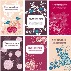 Collection of vector  floral business cards - 29926345