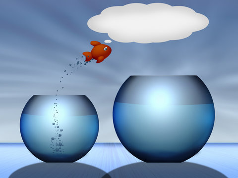 Jumping Goldfish with Talk/Think Bubble