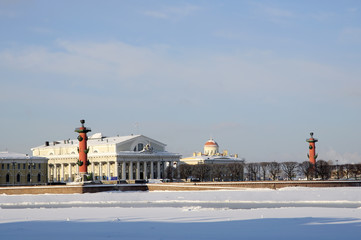 Old Saint Petersburg Stock Exchange and Rostral Columns