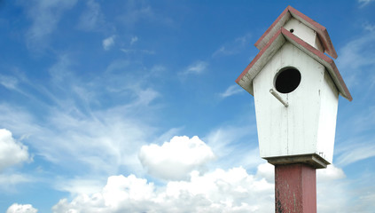 birdhouse and blue sky