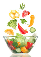 Preparing salad vegetable