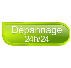 dépannage 24 heures sur 24 sur bouton design vert