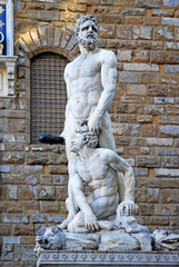 Fototapeta na wymiar Italy, Florence. The Neptune statue in Signoria square.