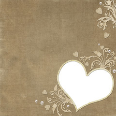 Vintage elegant heart frame with lace and pearl