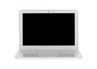 Laptop isolated on white with blank screen