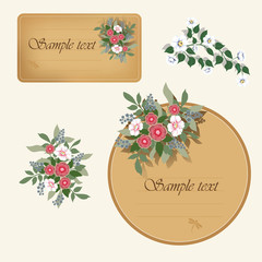 Two vintage labels with flowers
