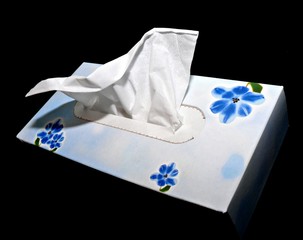 White hygienic handkerchief in box