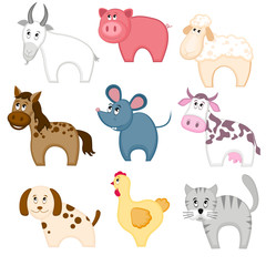 Set of funny cartoon pets