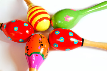 colorful wooden toy maracas