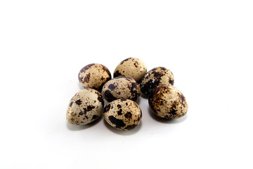group of partridge egg on white background