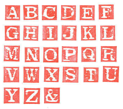 Isolated red alphabet stamp