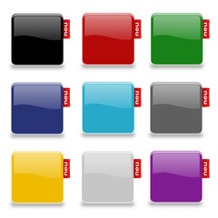 9 Vektor Buttons mit Etikett bunt