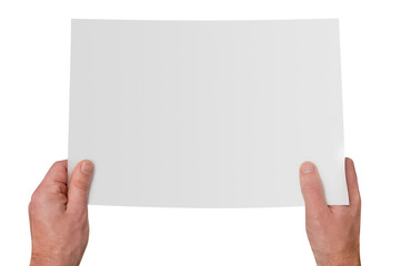 Hands holding blank paper