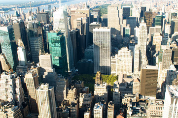 New York city panorama with tall skyscrapers