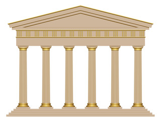 Façade d’un temple avec 6 colonnes