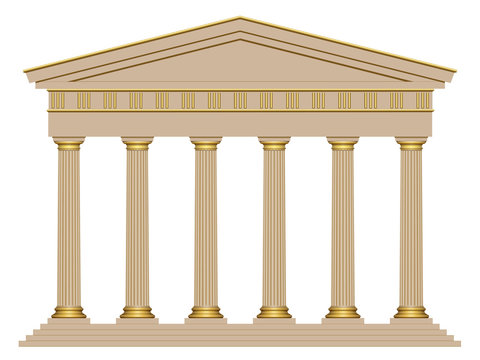 Fa&ccedil;ade d&rsquo;un temple avec 6 colonnes
