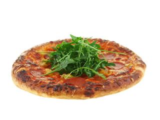 pizza with rocket salad