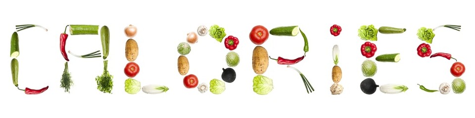 Calories word made of vegetables