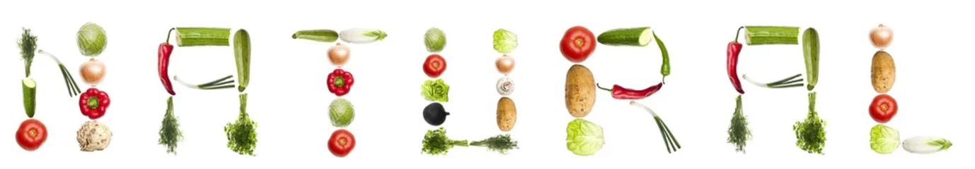 Peel and stick wall murals Fresh vegetables Natural word made of vegetables