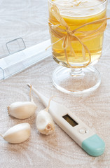 mugs with chamomile tea