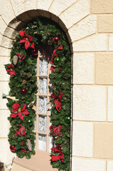 Fototapeta na wymiar Cottage window at Christmas