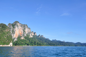 Fototapeta na wymiar Beautiful limestone mountain with blue sky