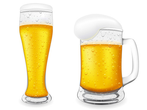 beer is in glass vector illustration