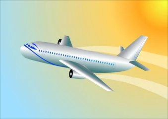 Zelfklevend behang Vliegtuigen modern vliegtuig dat naar de hemel vliegt