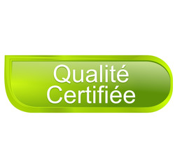 qualité certifiée sur bouton design vert