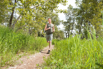 Man jogging in forest