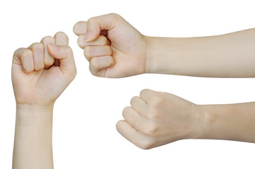 fist on a white background, Back and front hands