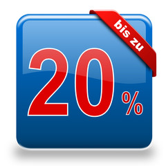 Button bis zu 20% reduziert blau rot