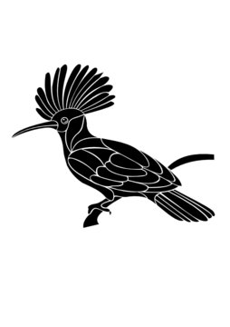 black bird perched, crest up clip art preview