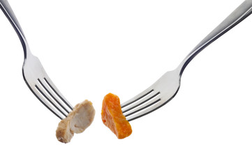 Sweet Potato and Chicken on  Forks
