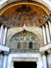 Deurstickers Ornate Details Ouside St. Mark's Basilica in Venice Italy © deborahatl