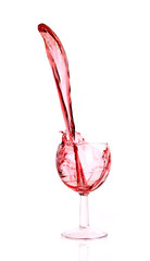 Red wine splash, isolated on white background