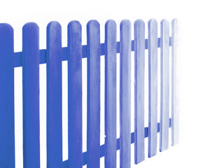 blue wooden fence on white background