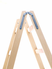wooden ladder on white background