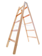 wooden ladder on white background