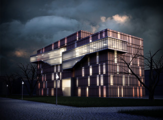 3D rendering of an office building