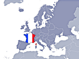 Fototapeta premium France location on Europe's map with flag