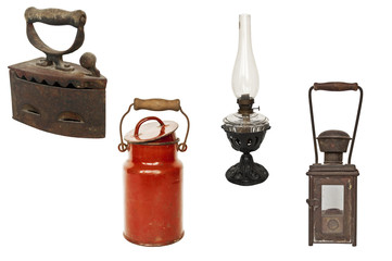 Collection of various antique and vintage objects