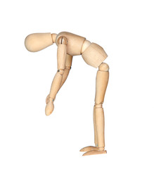 Wooden mannequin by stretching