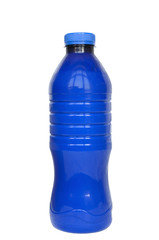 Blue plastic bottle isolated on white