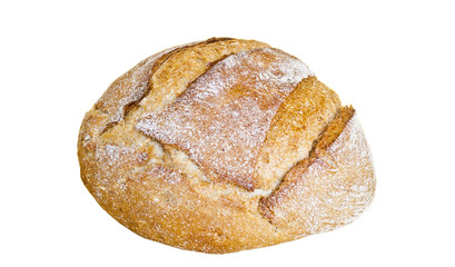 Fresh wheat bread isolated on white background