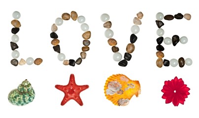 Love word made of stones