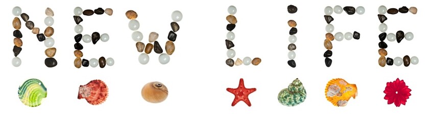 New life words made of stones