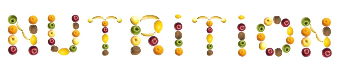 Nutrition word made of fruits