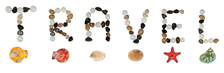 Travel word made of stones