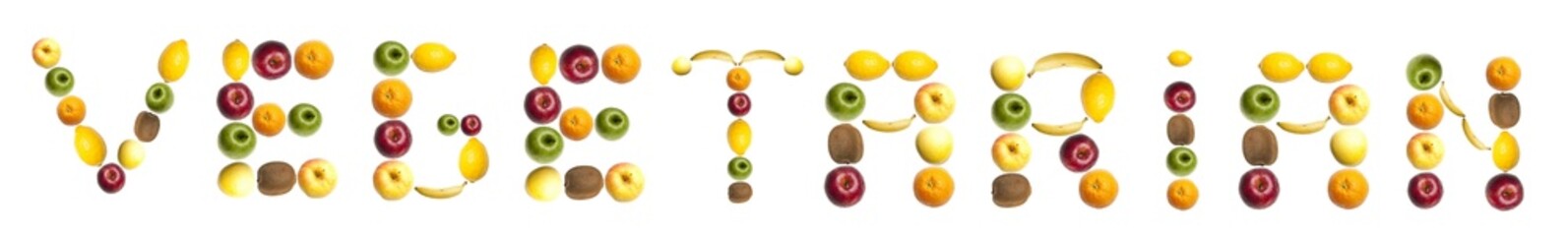 Vegetarian word made of fruits
